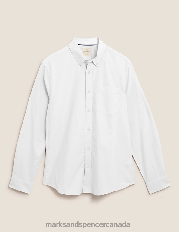 Marks and Spencer Canada - Men White Clothing Marks & Spencer Slim Fit Pure Cotton Oxford Shirt 20VTD6946