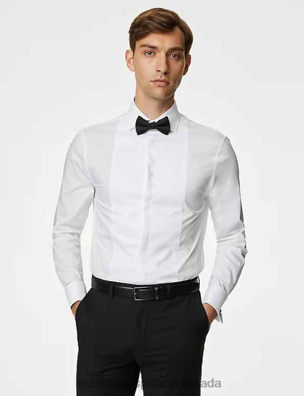 Marks and Spencer near me - Men White Clothing Marks & Spencer Tailored Fit Dinner Shirt with Bow Tie 20VTD6251