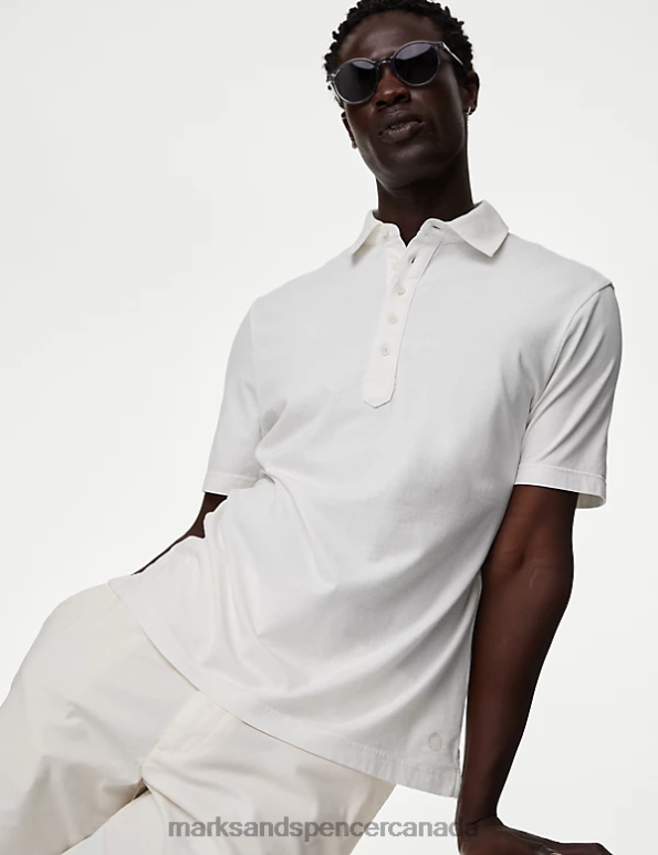 Marks and Spencer Canada - Men White Clothing Marks & Spencer The Hoyle Pure Cotton Polo 20VTD4769