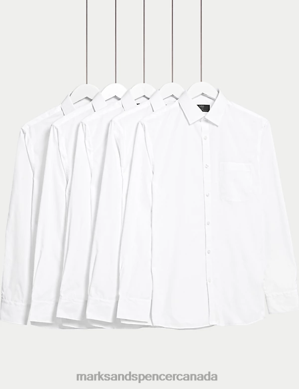 Marks and Spencer sale - Men White Mix Clothing Marks & Spencer 5pk Skinny Fit Long Sleeve Shirts 20VTD6651