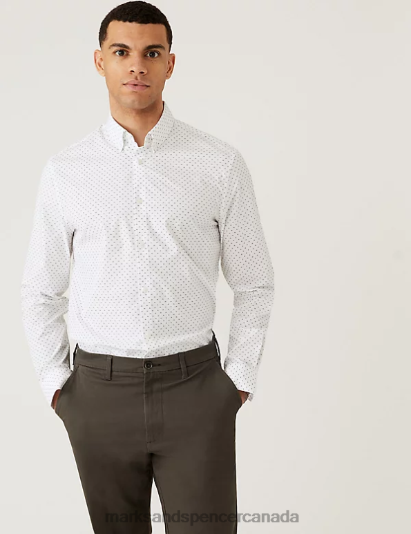 Marks and Spencer Canada - Men White Mix Clothing Marks & Spencer Slim Fit Cotton Rich Sun Ray Print Shirt 20VTD5638