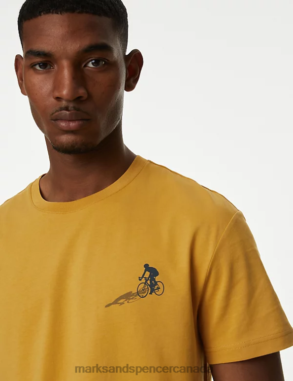 Men Yellow Clothing Marks & Spencer Pure Cotton Bike Graphic T-Shirt 20VTD5342 - Marks and Spencer Canada locations