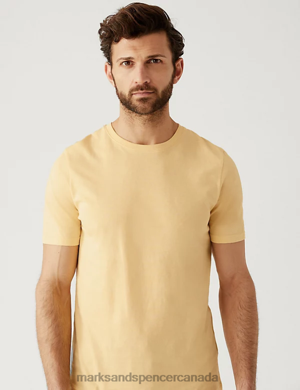 Marks and Spencer near me - Men Yellow Clothing Marks & Spencer Pure Cotton Crew Neck T-Shirt 20VTD140