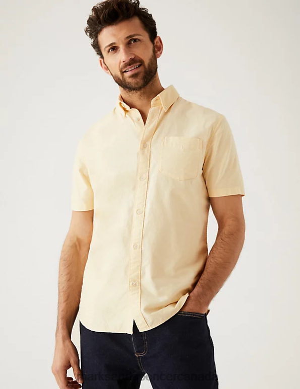 Marks and Spencer sale - Men Yellow Clothing Marks & Spencer Pure Cotton Oxford Shirt 20VTD5859