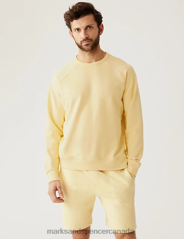 Marks and Spencer near me - Men Yellow Clothing Marks & Spencer Pure Cotton Raglan Crew Neck Sweatshirt 20VTD7532