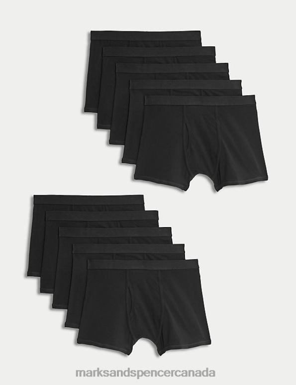 Men Black Clothing Marks & Spencer 10pk Cotton Stretch Cool & Fresh Trunks 20VTD4794 - Marks and Spencer Canada locations