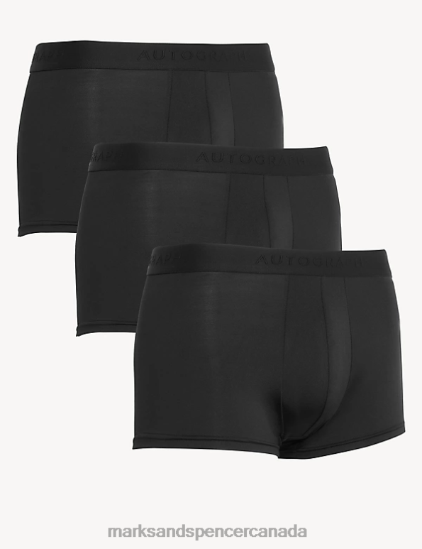 Men Black Clothing Marks & Spencer 3pk Microskin Hipsters 20VTD5669 - Marks and Spencer Canada locations