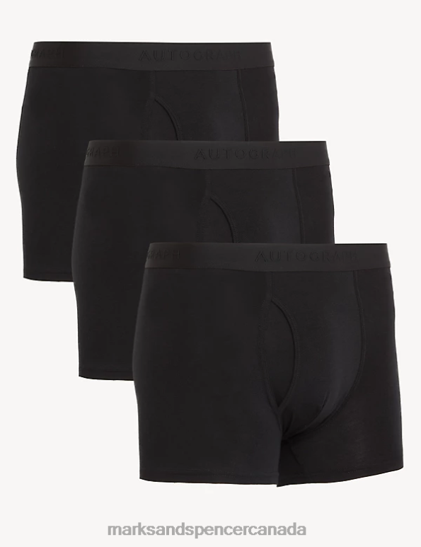 Marks and Spencer sale - Men Black Clothing Marks & Spencer 3pk Supima Cotton Blend Trunks 20VTD5870