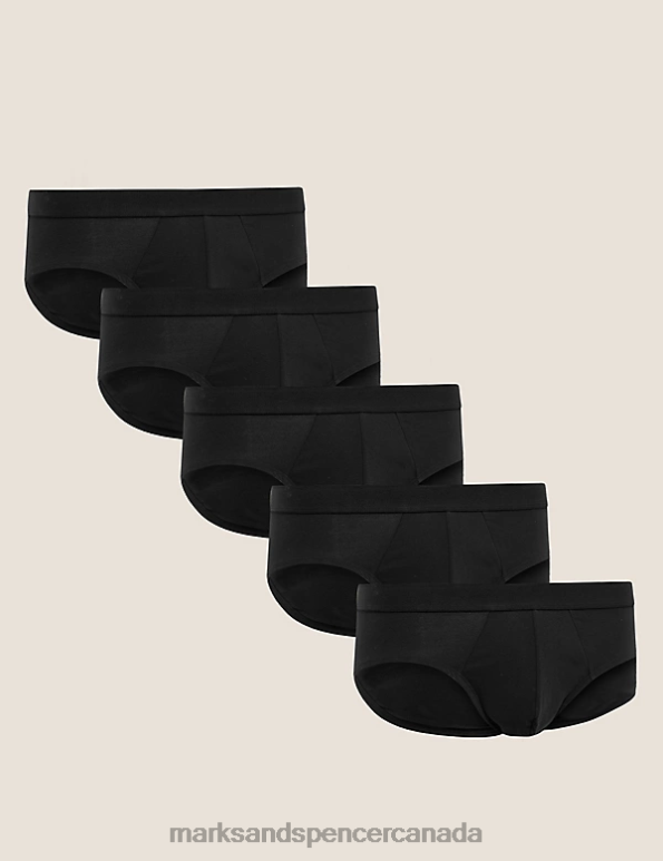 Men Black Clothing Marks & Spencer 5pk Cotton Rich Cool & Fresh Slips 20VTD7417 - Marks and Spencer Canada locations