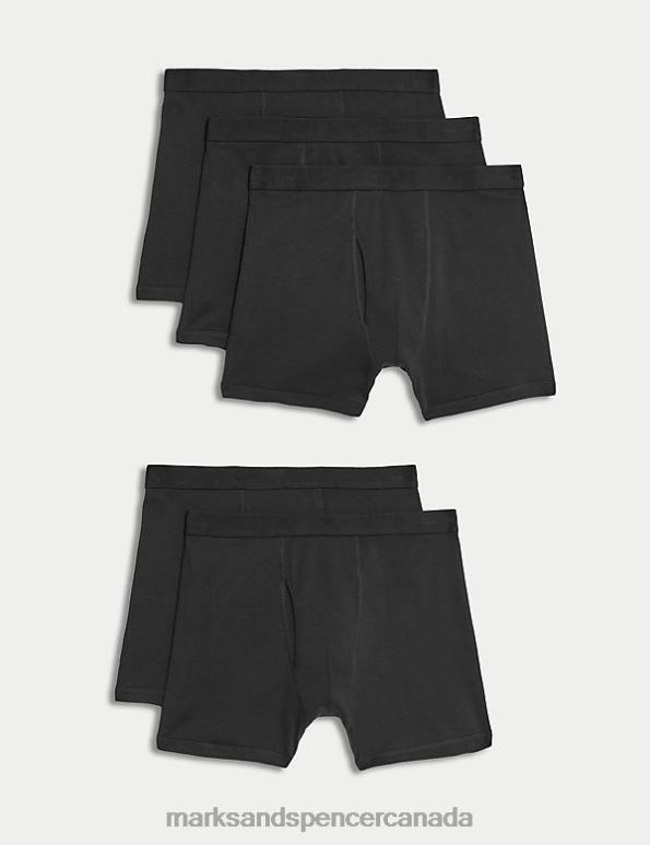 Men Black Clothing Marks & Spencer 5pk Pure Cotton Cool & Fresh Trunks 20VTD5254 - Marks and Spencer online