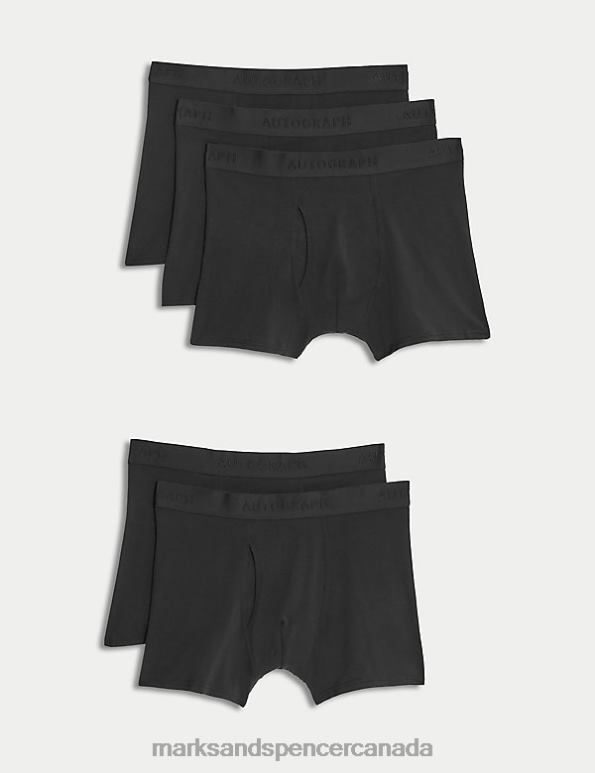 Men Black Clothing Marks & Spencer 5pk Supima Cotton Blend Stretch Trunks 20VTD5818 - Marks and Spencer Canada locations