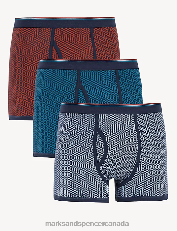 Men Copper Clothing Marks & Spencer 3pk Cotton Rich Cool & Fresh Diamond Trunks 20VTD5041 - Marks and Spencer outlet