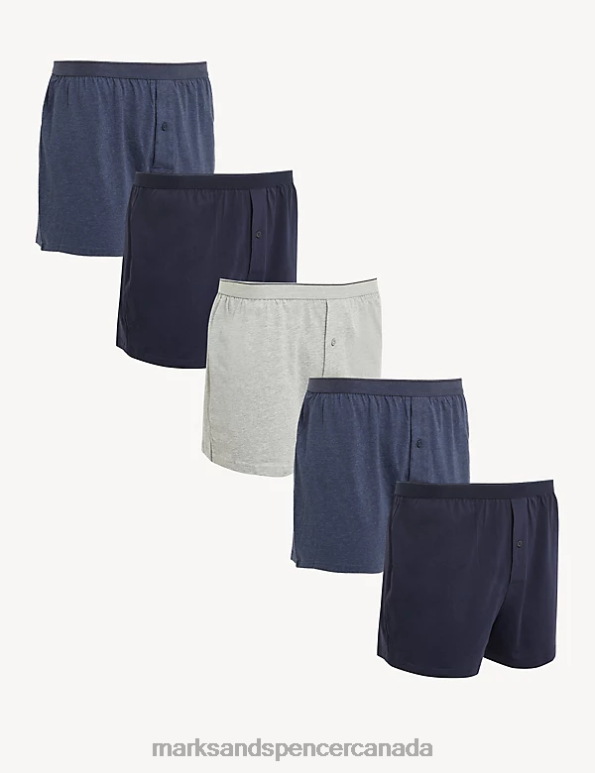 Men Denim Mix Clothing Marks & Spencer 5pk Pure Cotton Cool & Fresh Jersey Boxers 20VTD5167 - Marks and Spencer Canada locations