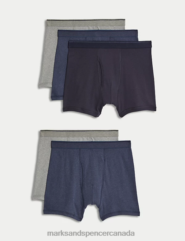 Men Denim Mix Clothing Marks & Spencer 5pk Pure Cotton Cool & Fresh Trunks 20VTD4907 - Marks and Spencer Canada locations