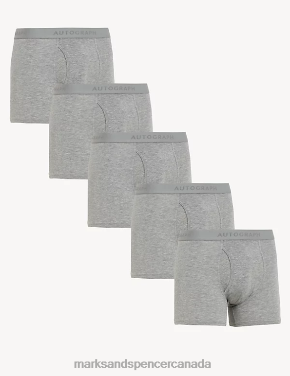 Marks and Spencer near me - Men Grey Clothing Marks & Spencer 5pk Autograph Supima Cotton Blend Trunks 20VTD5066