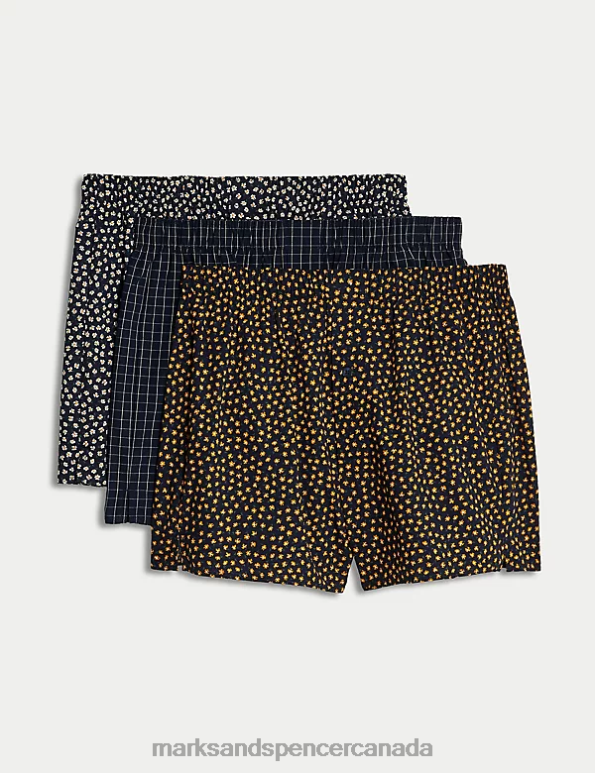 Men Multi Clothing Marks & Spencer 3pk Pure Cotton Printed Woven Boxers 20VTD4915 - Marks and Spencer outlet