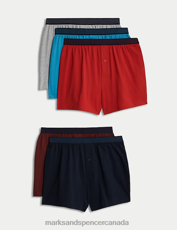 Marks and Spencer sale - Men Multi Clothing Marks & Spencer 5pk Pure Cotton Cool & Fresh Jersey Boxers 20VTD4956