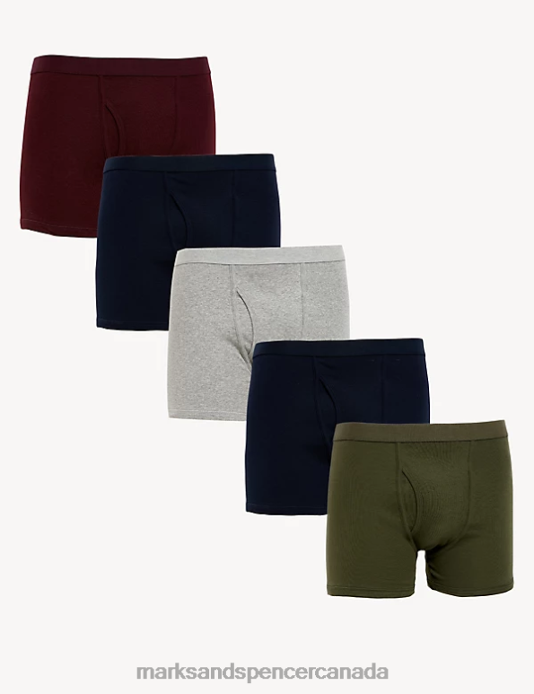 Marks and Spencer Canada - Men Multi Clothing Marks & Spencer 5pk Pure Cotton Trunks 20VTD5440