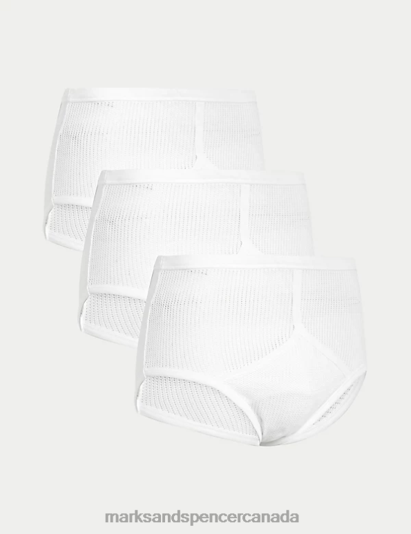 Men White Clothing Marks & Spencer 3pk Pure Cotton StayNew Briefs 20VTD5821 - Marks and Spencer outlet