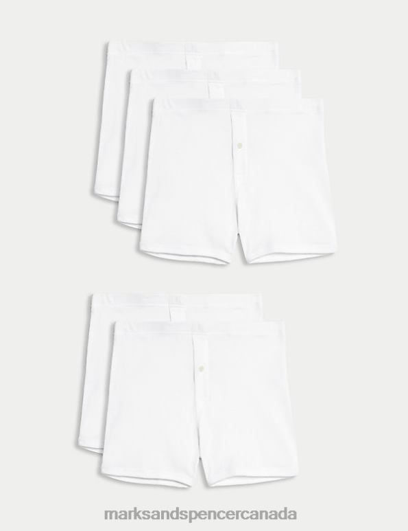 Men White Clothing Marks & Spencer 5pk Pure Cotton Trunks 20VTD6166 - Marks and Spencer online