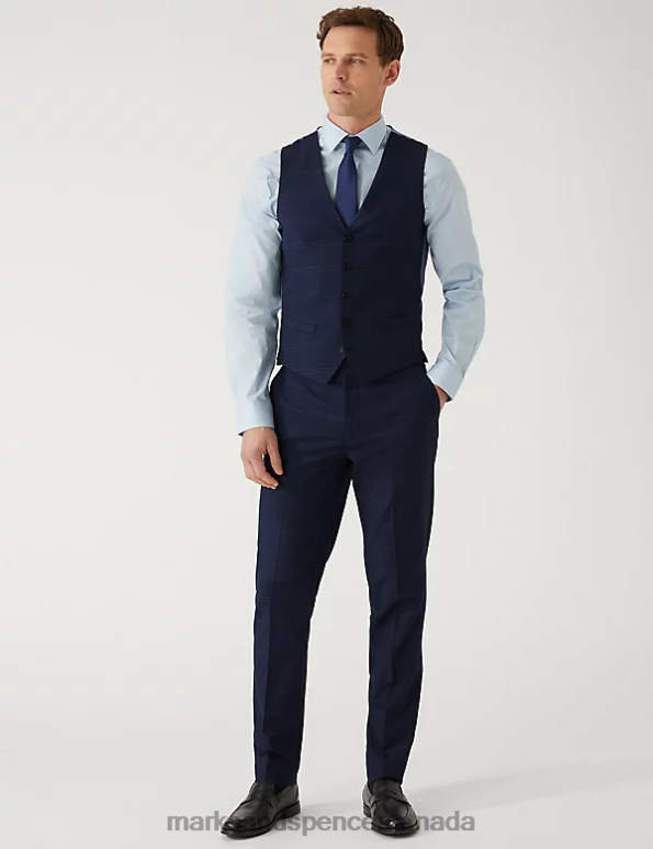 Men Blue Clothing Marks & Spencer Check Waistcoat 20VTD6568 - Marks and Spencer online