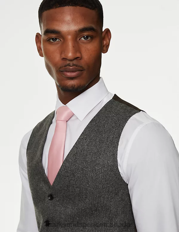 Marks and Spencer sale - Men Charcoal Clothing Marks & Spencer Italian Wool Rich Tweed Waistcoat 20VTD7033