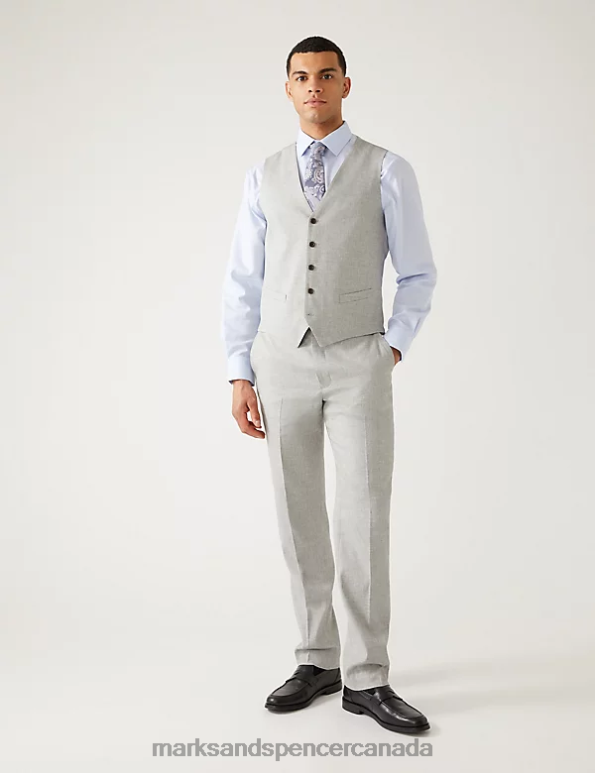 Marks and Spencer near me - Men Grey Clothing Marks & Spencer Italian Linen Miracle Waistcoat 20VTD6925