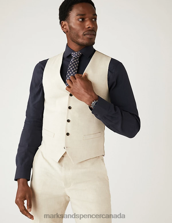 Marks and Spencer sale - Men Neutral Clothing Marks & Spencer Italian Linen Miracle Waistcoat 20VTD6230