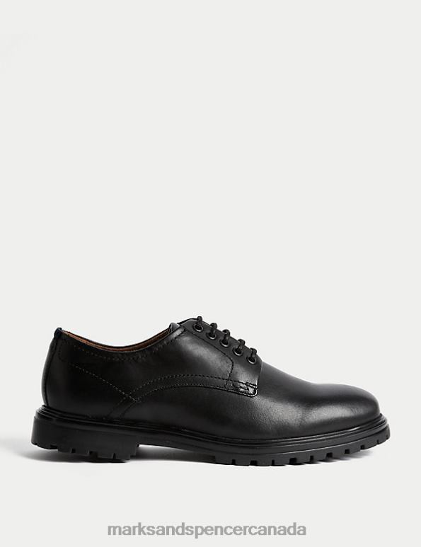 Men Black Footwear Marks & Spencer Leather Derby Shoes 20VTD7179 - Marks and Spencer Canada locations