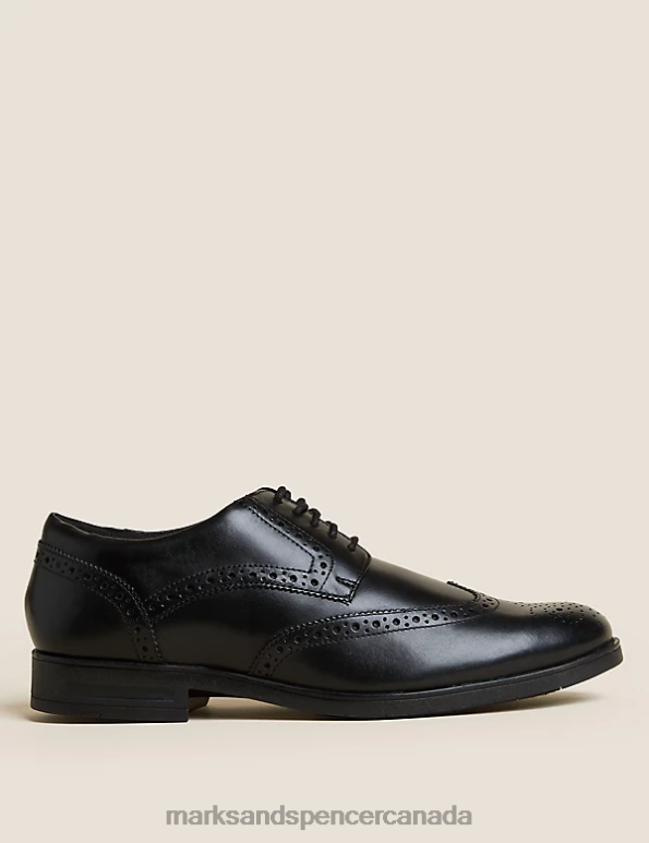 Men Black Footwear Marks & Spencer Wide Fit Airflex Leather Brogues 20VTD6060 - Marks and Spencer online