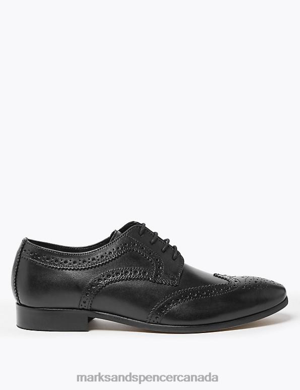 Marks and Spencer Canada - Men Black Footwear Marks & Spencer Wide Fit Leather Brogues 20VTD6940