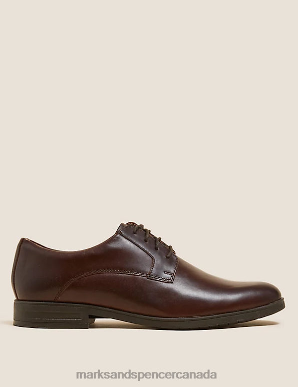 Men Brown Footwear Marks & Spencer Airflex Leather Derby Shoes 20VTD7499 - Marks and Spencer Canada locations