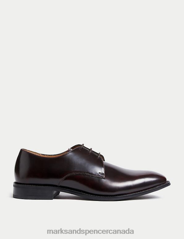 Marks and Spencer sale - Men Burgundy Footwear Marks & Spencer Leather Derby Shoes 20VTD6979