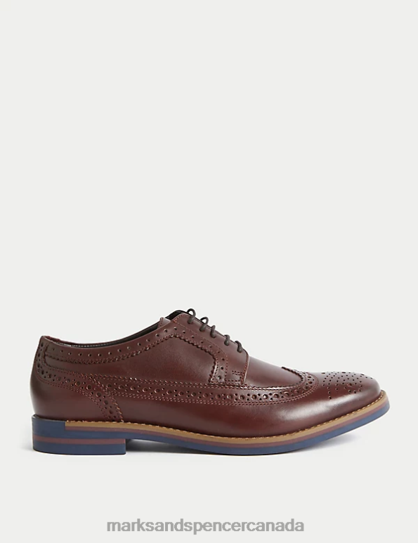 Marks and Spencer sale - Men Burgundy Footwear Marks & Spencer Leather Trisole Brogues 20VTD6427