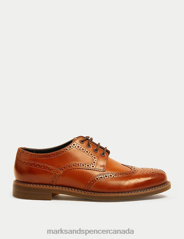 Marks and Spencer sale - Men Chestnut Footwear Marks & Spencer Wide Fit Leather Brogues 20VTD5388