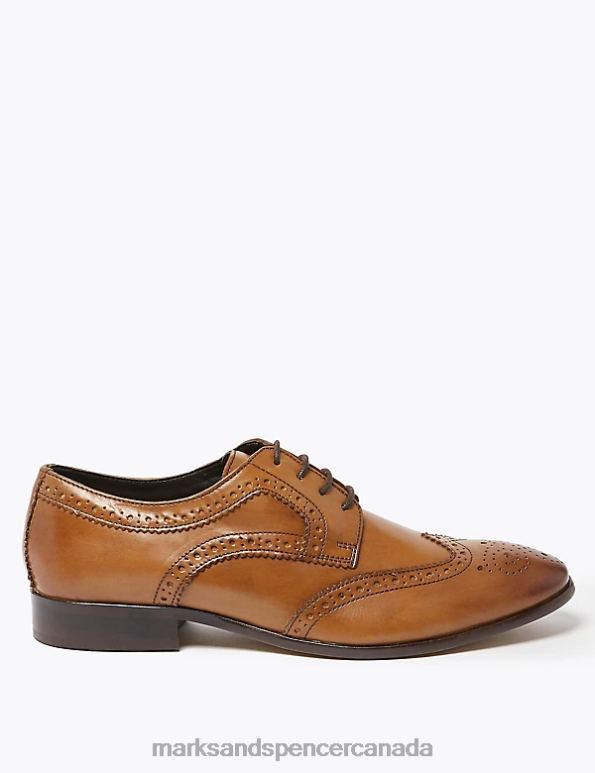 Men Chestnut Footwear Marks & Spencer Wide Fit Leather Brogues 20VTD6595 - Marks and Spencer outlet