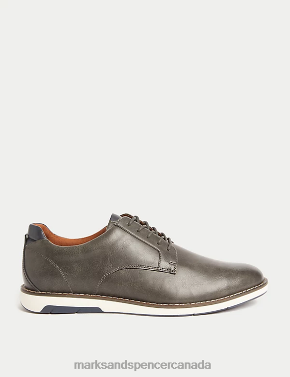 Men Grey Footwear Marks & Spencer Derby Shoes 20VTD6249 - Marks and Spencer outlet