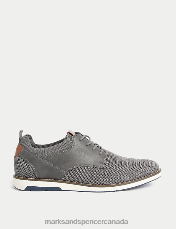 Men Grey Footwear Marks & Spencer Knitted Derby Shoes 20VTD6861 - Marks and Spencer Canada locations