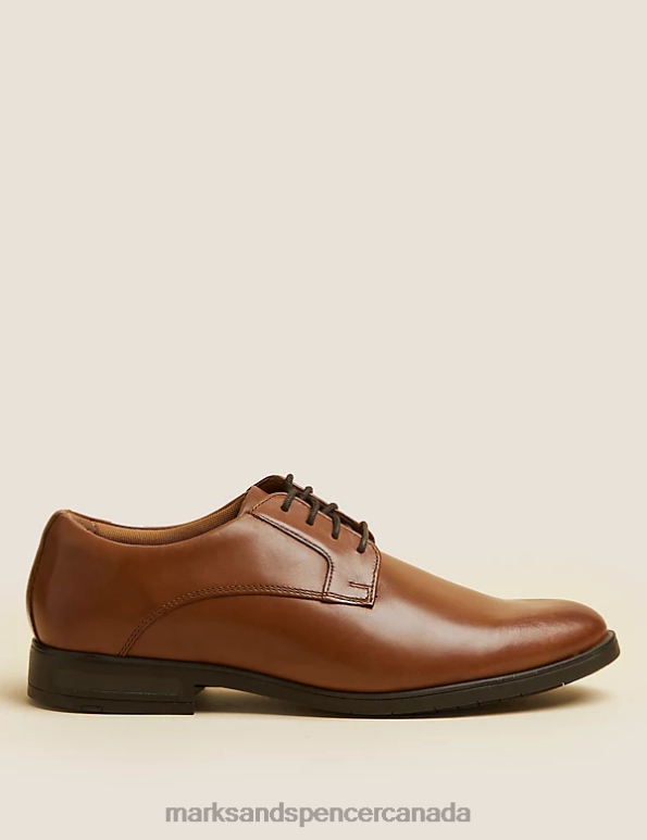 Men Tan Footwear Marks & Spencer Airflex Leather Derby Shoes 20VTD7500 - Marks and Spencer outlet