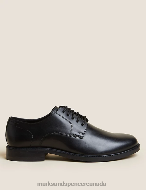 Men Black Footwear Marks & Spencer Leather Derby Shoes 20VTD6176 - Marks and Spencer outlet