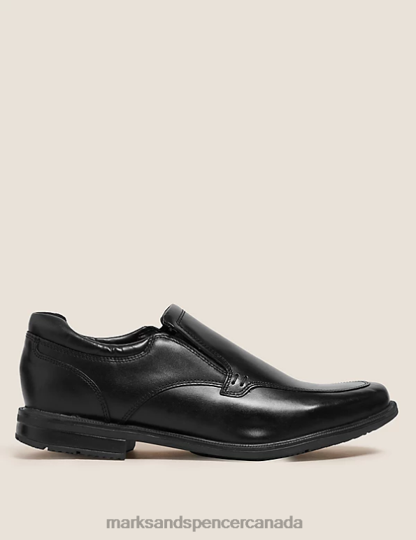 Marks and Spencer Canada - Men Black Footwear Marks & Spencer Wide Fit Airflex Leather Shoes 20VTD6755