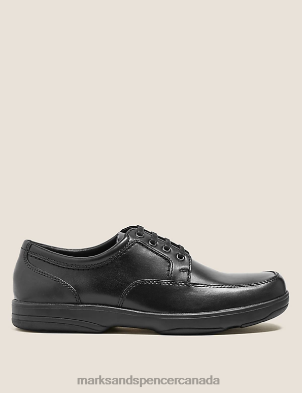 Men Black Mix Footwear Marks & Spencer Wide Fit Airflex Leather Shoes 20VTD6240 - Marks and Spencer outlet