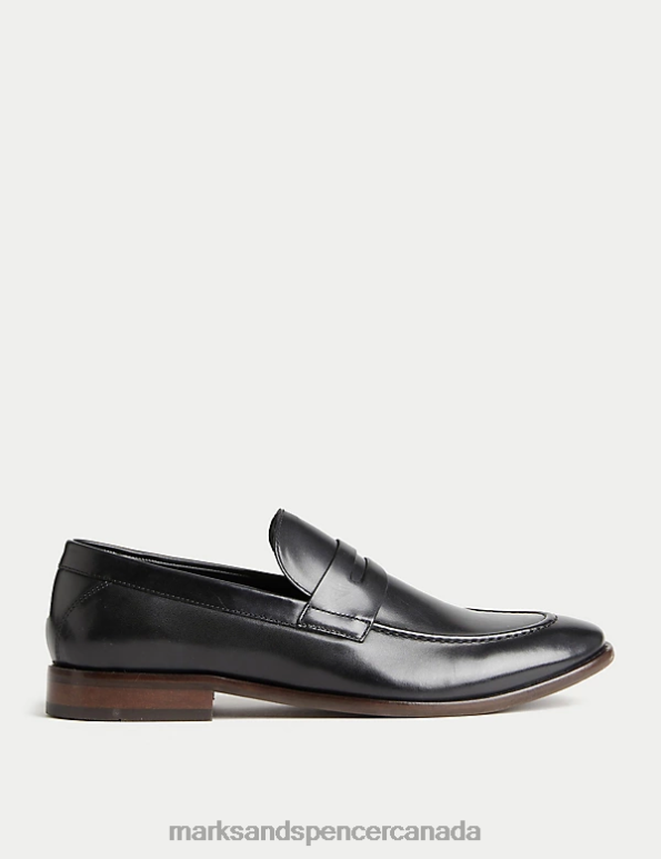 Marks and Spencer sale - Men Black Footwear Marks & Spencer Leather Slip-On Loafers 20VTD5177