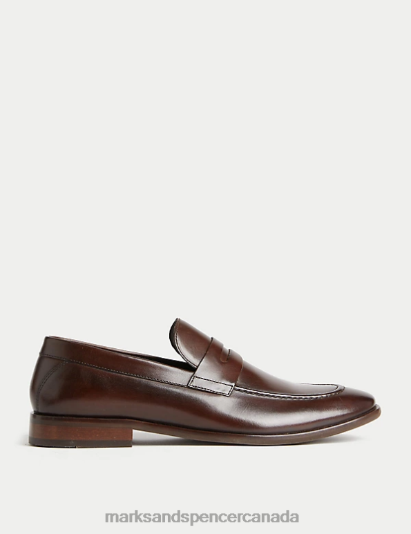 Men Brown Footwear Marks & Spencer Leather Slip-On Loafers 20VTD5568 - Marks and Spencer online