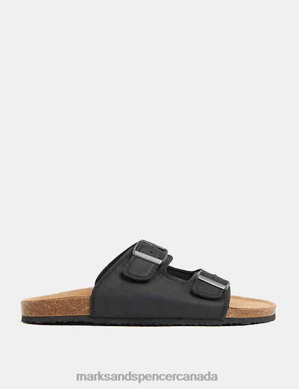 Marks and Spencer Canada - Men Black Footwear Marks & Spencer Leather Sandals 20VTD6538