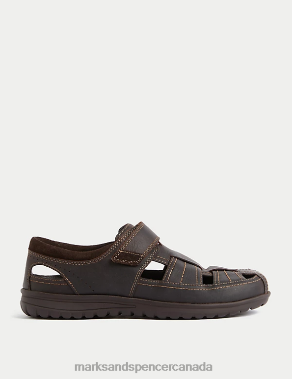 Men Brown Footwear Marks & Spencer Leather Sandals 20VTD5435 - Marks and Spencer outlet