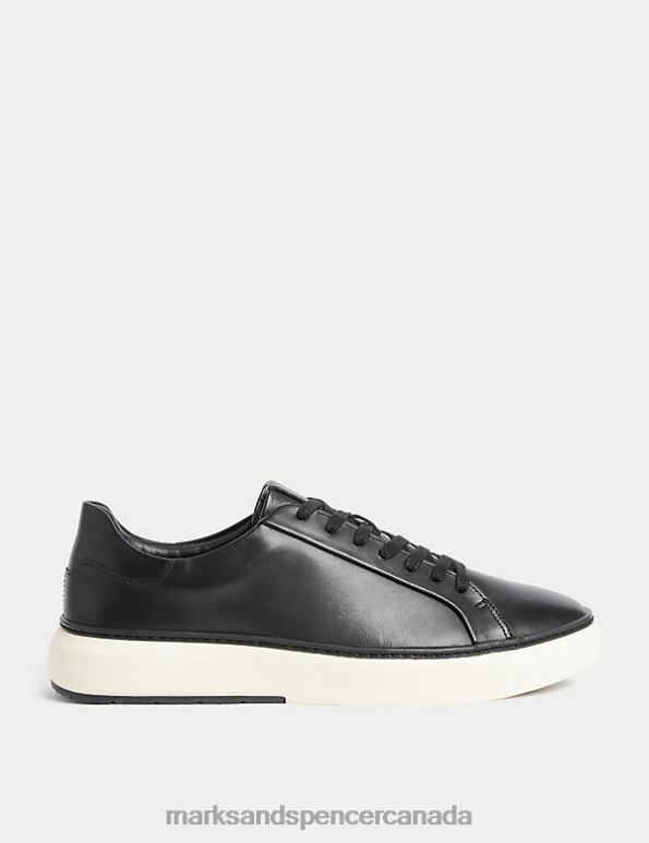 Men Black Footwear Marks & Spencer Airflex Leather Lace Up Trainers 20VTD5674 - Marks and Spencer Canada locations