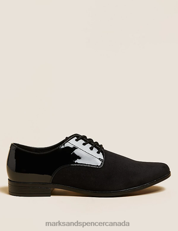 Marks and Spencer sale - Men Black Footwear Marks & Spencer Velvet and Patent Derby Shoes 20VTD5644