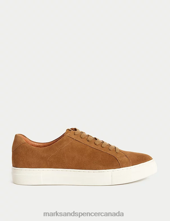 Marks and Spencer near me - Men Caramel Footwear Marks & Spencer Suede Lace Up Trainers 20VTD5725