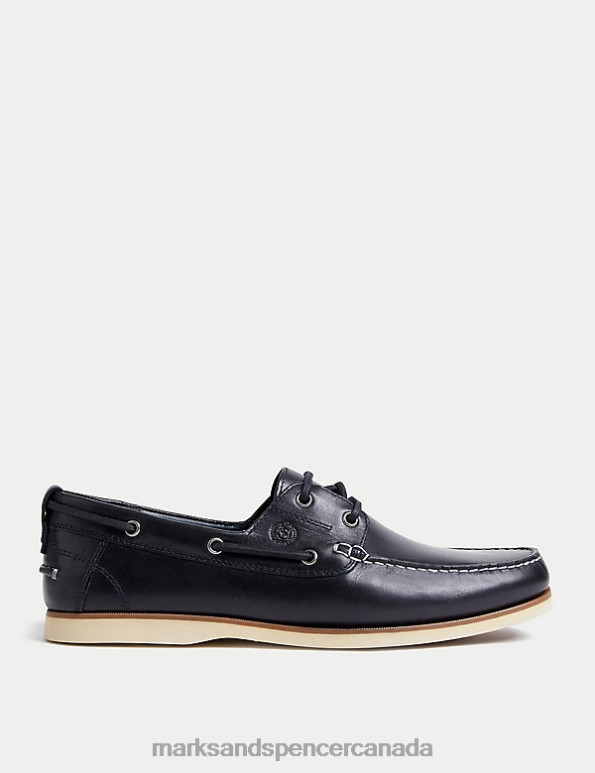 Men Navy Footwear Marks & Spencer Leather Deck Shoes 20VTD6596 - Marks and Spencer online